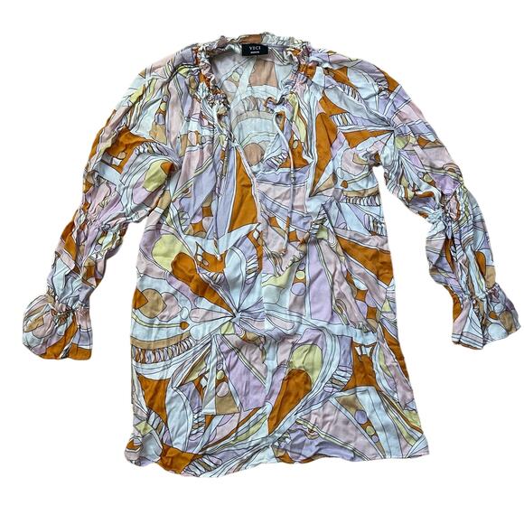 VICI Abstract Pink Swim Coverup Mini Dress Size Medium - Picture 2 of 4